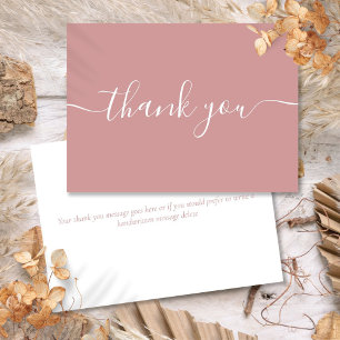 Dusty Rose Simple Modern Elegant Script Thank You Card
