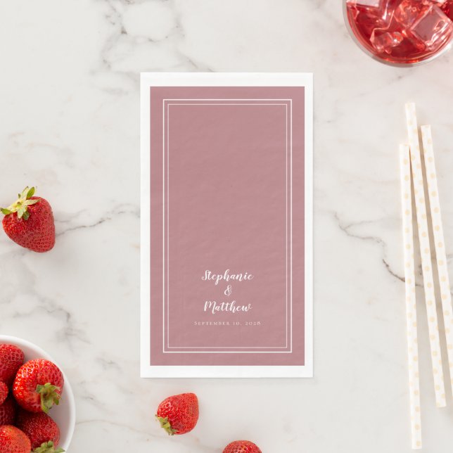 Dusty Rose Simple Modern Minimalist Wedding Dinner Napkin (Insitu)