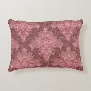 Dusty Rose Soft Pink Burgundy Elegant Damask Accent Pillow