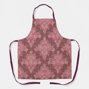 Dusty Rose Soft Pink Burgundy Elegant Damask Apron