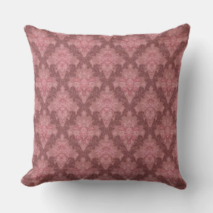Dusty Rose Soft Pink Burgundy Elegant Damask Throw Pillow