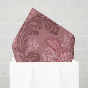 Dusty Rose Soft Pink Burgundy Elegant Damask Tissue Paper