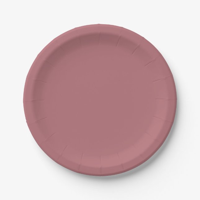 Dusty Rose Solid Colour  Paper Plate (Front)