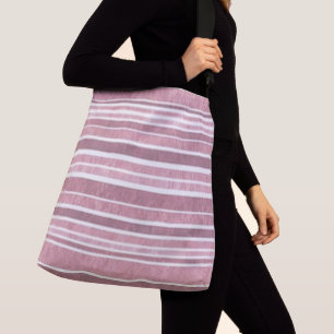 "DUSTY ROSE STRIPE VINTAGE TICKING" CROSSBODY BAG