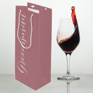 Dusty Rose Stylized Script Wedding Groomsman Wine Gift Bag