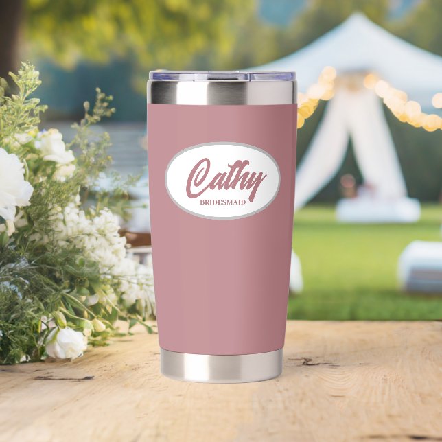 Dusty Rose Stylized Wedding Bridesmaid Insulated Tumbler (Wedding (Rotated))