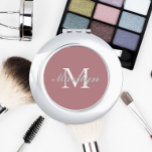 Dusty Rose Stylized Wedding Bridesmaid Monogram Compact Mirror<br><div class="desc">A personalized compact mirror for your wedding bridesmaid or maid of honour that has her initial and name stylized on a trendy,  dusty rose colour background. Edit to replace initial and name. Select your compact mirror style.</div>