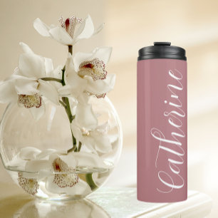 Dusty Rose Stylized Wedding Bridesmaid Thermal Tumbler