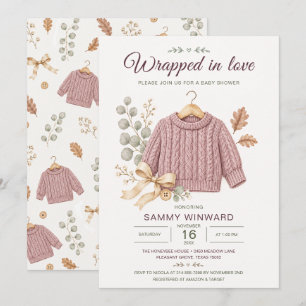Dusty Rose Sweater Fall Baby Shower Invitation