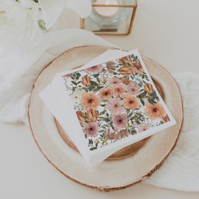Dusty Rose Terracotta Floral Napkin (Creator Uploaded)