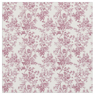 Dusty Rose Toile with Birds and Roses Fabric