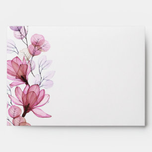 Dusty Rose Transparent Floral Return Address Envelope