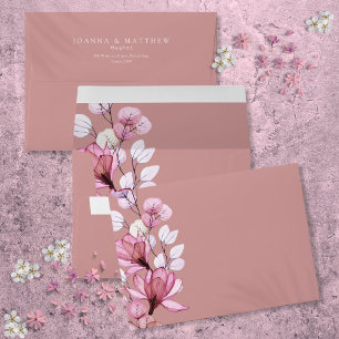 Dusty Rose Transparent Floral Return Address Envelope