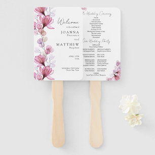 Dusty Rose Transparent Floral Wedding Program Hand Fan