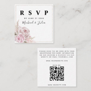 Dusty Rose Vintage Floral QR Code Wedding RSVP Enclosure Card