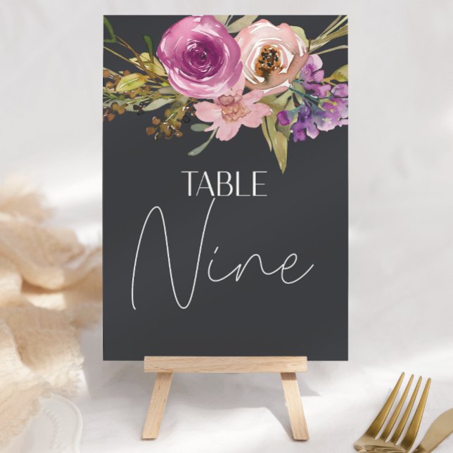 Dusty rose violet Mariage floral Numéro de table (Créateur téléchargé)