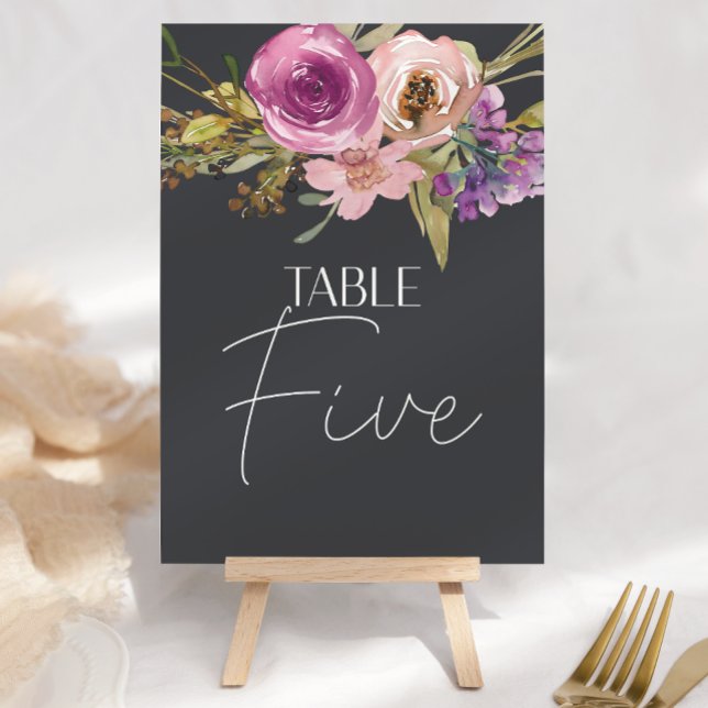 Dusty rose violet Mariage floral Numéro de table (Créateur téléchargé)