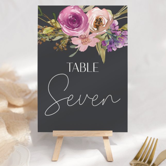 Dusty rose violet Mariage floral Numéro de table (Créateur téléchargé)
