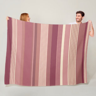 Dusty Rose Warm Muted Pinks Bold Stripes Fleece Blanket