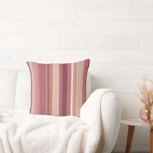 Dusty Rose Warm Muted Pinks Bold Stripes Throw Pillow