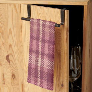 Dusty Rose Warm Muted Pinks Plaid Kitchen Towel