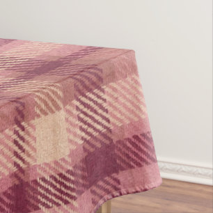 Dusty Rose Warm Muted Pinks Plaid Tablecloth