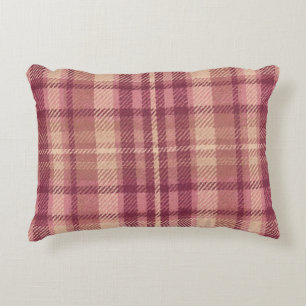 Dusty Rose Warm Muted Pinks Rosy Hues Plaid Accent Pillow
