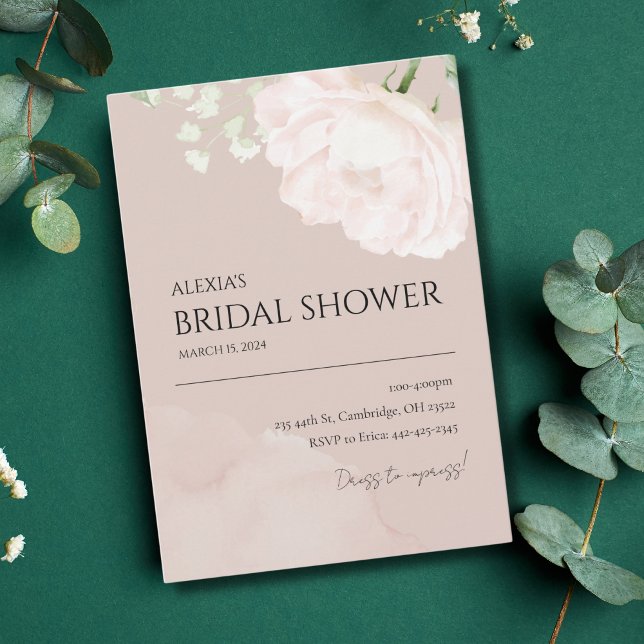 Dusty Rose Watercolor Bridal Shower Invitation (Creator Uploaded)