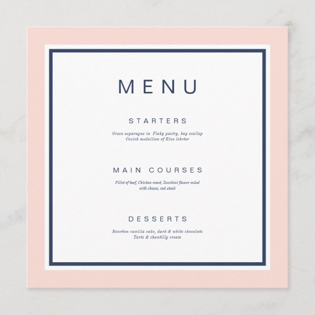 Dusty Rose Watercolor Floral Modern Pink Wedding Menu (Front)