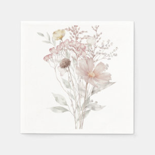 Dusty Rose Watercolor Floral Napkin