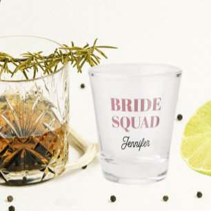 Dusty Rose Wedding Bride Squad Personalized Shot Glass