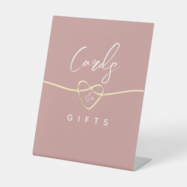 Dusty Rose Wedding Cards and Gifts Pedestal Sign (Front)