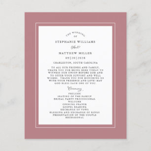 Dusty Rose Wedding Ceremony Elegant Budget Program