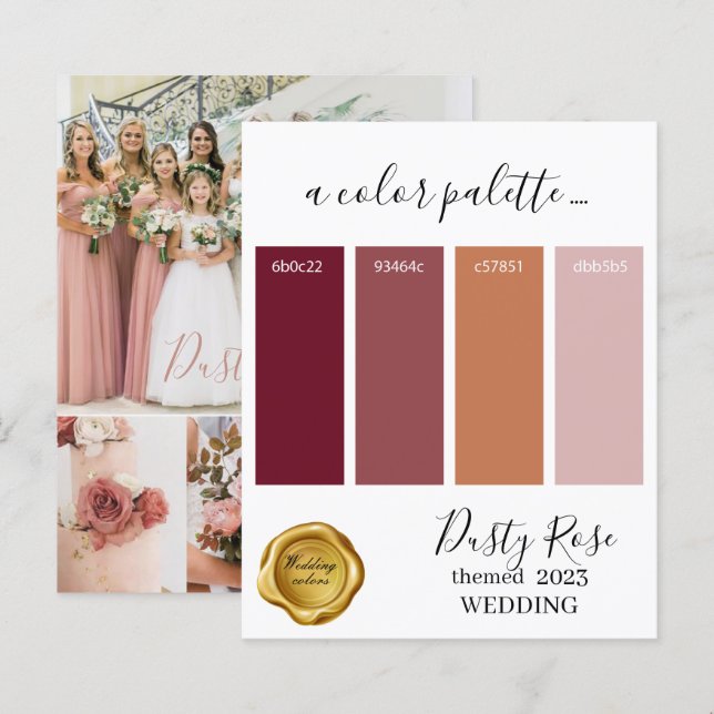 Dusty Rose Wedding colours Palette Card 2023 (Front/Back)