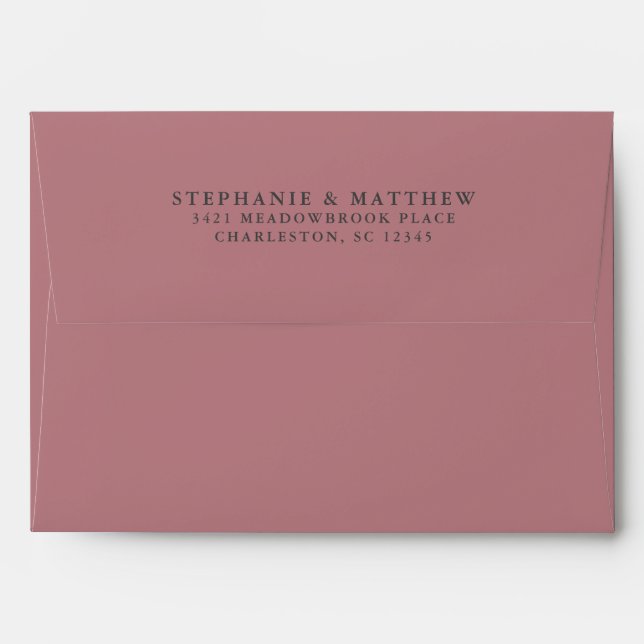 Dusty Rose Wedding Couple Return Address Elegant Envelope (Back (Top Flap))