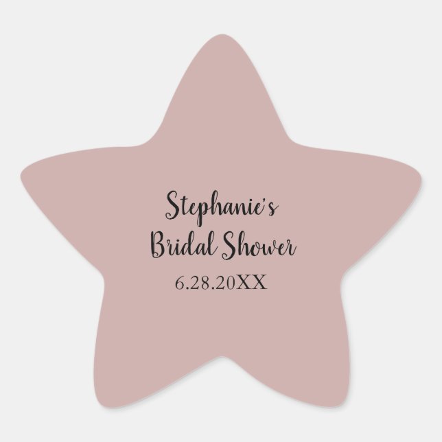 Dusty Rose Wedding Custom Light Pink Bridal Shower Star Sticker (Front)