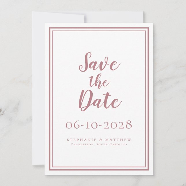 Dusty Rose Wedding Engagement Modern Minimalist Save The Date (Front)