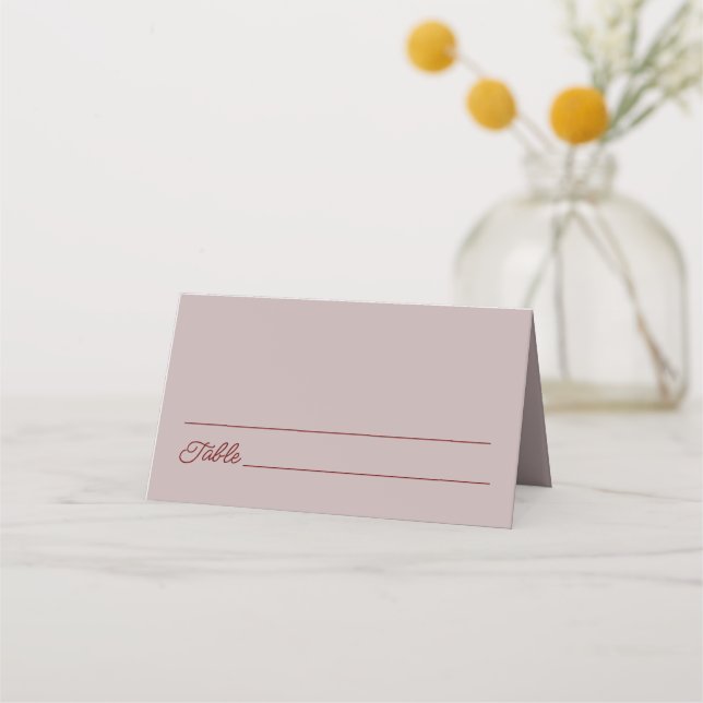 Dusty Rose  Wedding Place Card (Front)