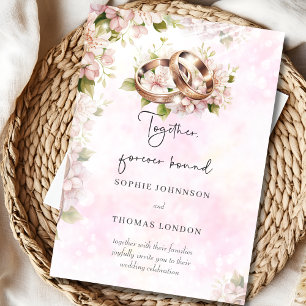 Dusty rose wedding rings watercolor wedding invitation