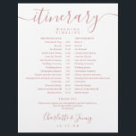 Dusty Rose Wedding Schedule Itinerary Timeline<br><div class="desc">This stylish dusty rose and white wedding itinerary schedule timeline can be personalized with your wedding details in chic lettering. Designed by Thisisnotme©</div>