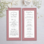 Dusty Rose Wedding Service Ceremony Elegant Program<br><div class="desc">Dusty Rose wedding program design features a beautiful chic border in dusty rose that includes an elegant petite white border. Personalize wedding ceremony details for your guests in chic charcoal grey calligraphy lettering and script set on a white background. The back of the card matches with Dusty Rose on crisp...</div>