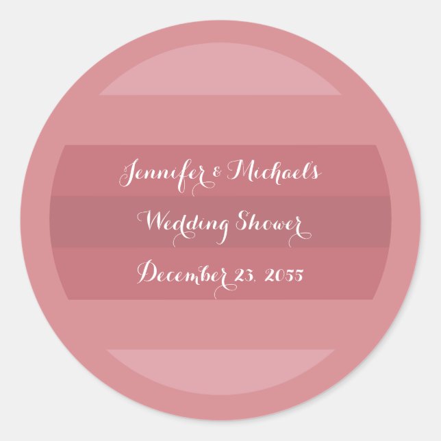 Dusty Rose Wedding Shower or Anniversary Party Classic Round Sticker (Front)