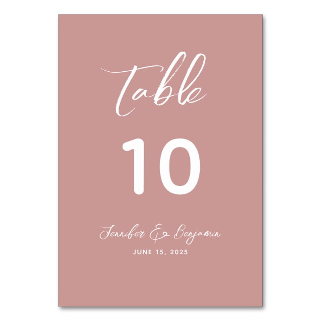 Dusty Rose Wedding  Table Number (Front)