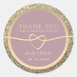Dusty Rose Wedding Thank You Favour Classic Round Sticker