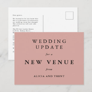 Dusty Rose Wedding Venue Change Update Card