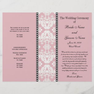 Dusty Rose White Damask Wedding Program