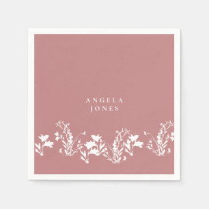  Dusty Rose White Floral Custom Bridal Shower Napkin
