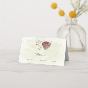 dusty rose white flowers botanical wedding place card