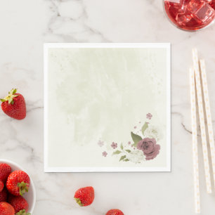 dusty rose white flowers  napkin