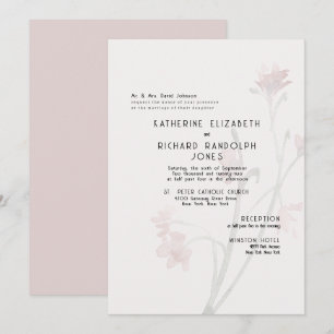 Dusty Rose Wildflower 2 Venue Wedding Invitation